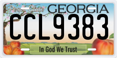GA license plate CCL9383