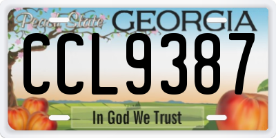GA license plate CCL9387