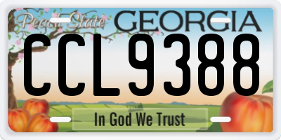 GA license plate CCL9388