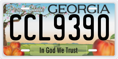 GA license plate CCL9390