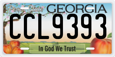 GA license plate CCL9393