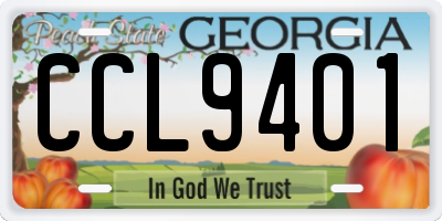 GA license plate CCL9401