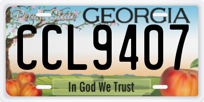 GA license plate CCL9407
