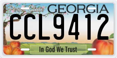 GA license plate CCL9412