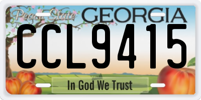 GA license plate CCL9415