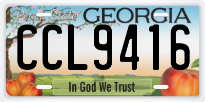 GA license plate CCL9416