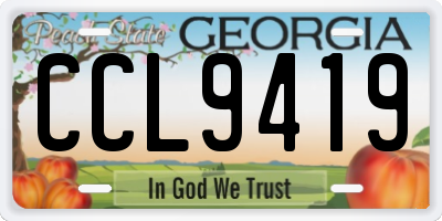GA license plate CCL9419