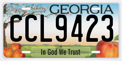 GA license plate CCL9423