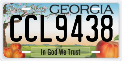 GA license plate CCL9438