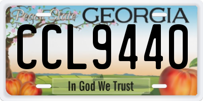 GA license plate CCL9440