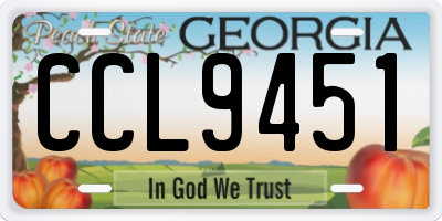 GA license plate CCL9451