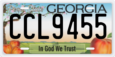 GA license plate CCL9455