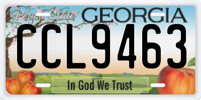 GA license plate CCL9463