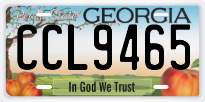 GA license plate CCL9465