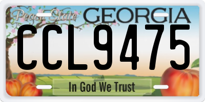 GA license plate CCL9475