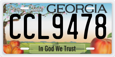 GA license plate CCL9478
