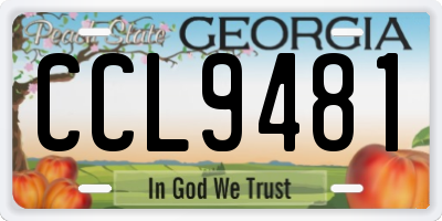 GA license plate CCL9481