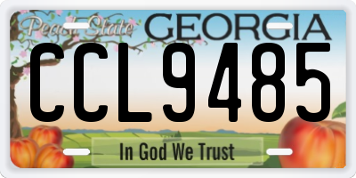 GA license plate CCL9485