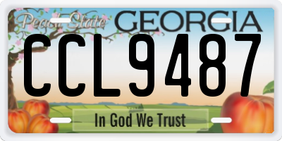 GA license plate CCL9487