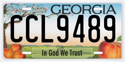 GA license plate CCL9489