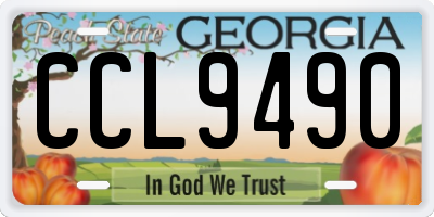 GA license plate CCL9490