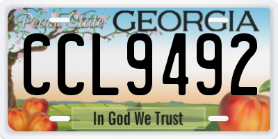 GA license plate CCL9492