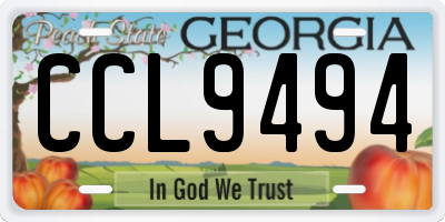 GA license plate CCL9494