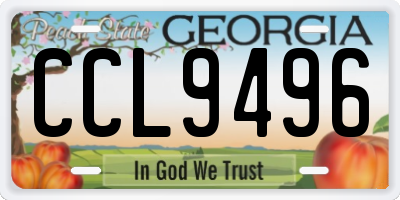 GA license plate CCL9496