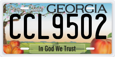 GA license plate CCL9502