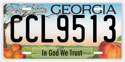 GA license plate CCL9513