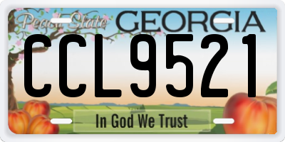 GA license plate CCL9521