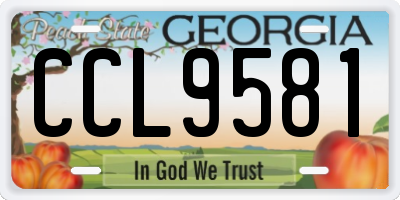 GA license plate CCL9581