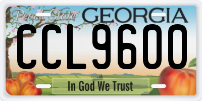 GA license plate CCL9600