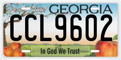 GA license plate CCL9602
