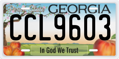 GA license plate CCL9603