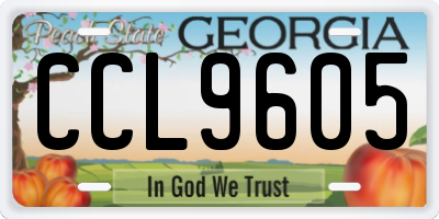 GA license plate CCL9605