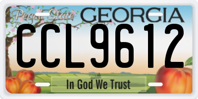 GA license plate CCL9612