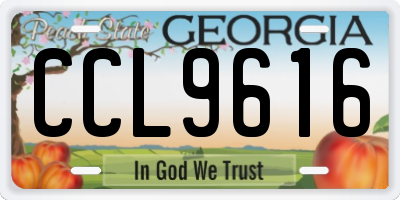 GA license plate CCL9616