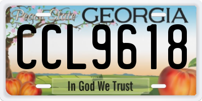 GA license plate CCL9618