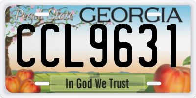GA license plate CCL9631