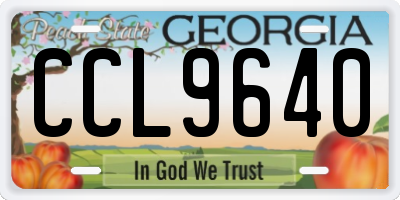 GA license plate CCL9640