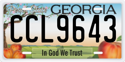 GA license plate CCL9643