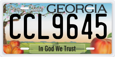 GA license plate CCL9645