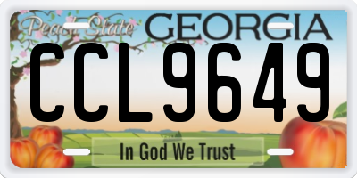 GA license plate CCL9649