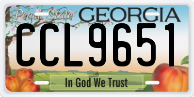 GA license plate CCL9651