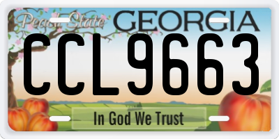 GA license plate CCL9663