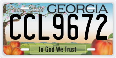 GA license plate CCL9672