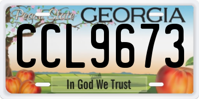 GA license plate CCL9673
