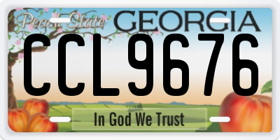 GA license plate CCL9676