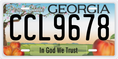 GA license plate CCL9678